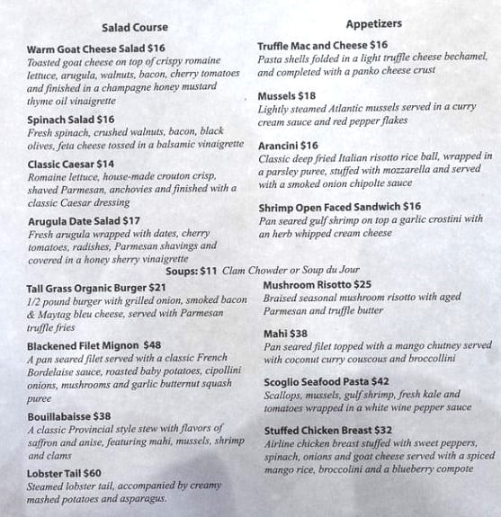 Hamilton's St Croix menu in Christiansted